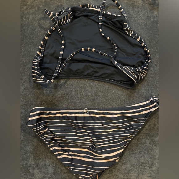 Striped Black and Cream Bikini Set - Picture 2 of 2